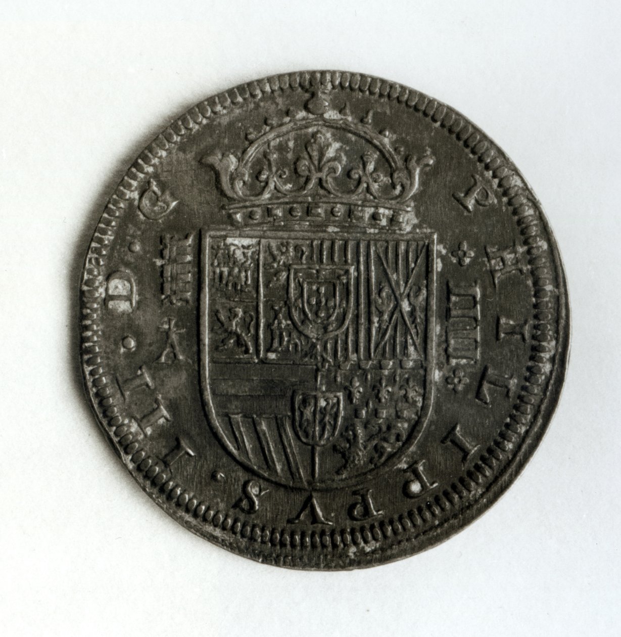 Sølvkronemønt af fire reale fra Filip III af Spanien og Portugal (1578-1621) (sølv) af Spanish School