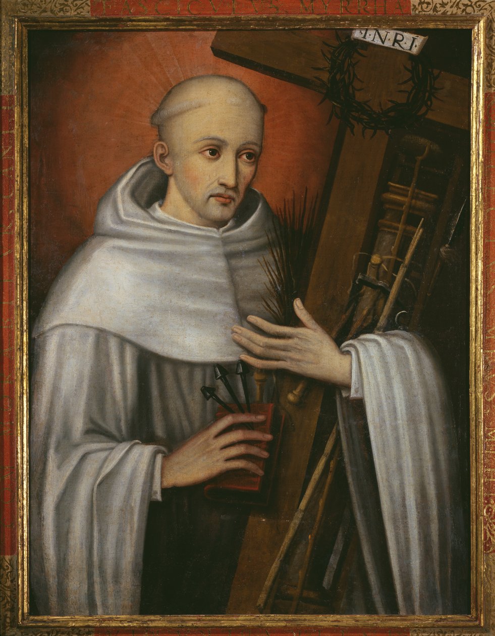 Sankt Bernhard af Clairvaux bærer passionens instrumenter af Spanish School