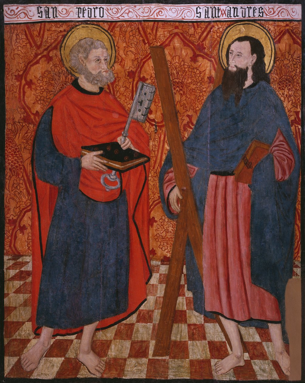 St. Peter og St. Andrew, panel fra kirken San Andres of Tortura, slutningen af det 15. århundrede-begyndelsen af det 16. århundrede (malet træ) af Spanish School