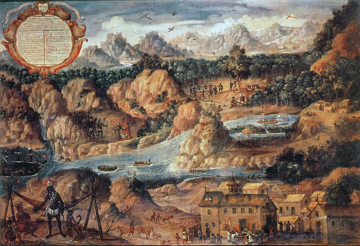 Erobringen af Guatemala i 1524 (olie på panel) af Spanish School