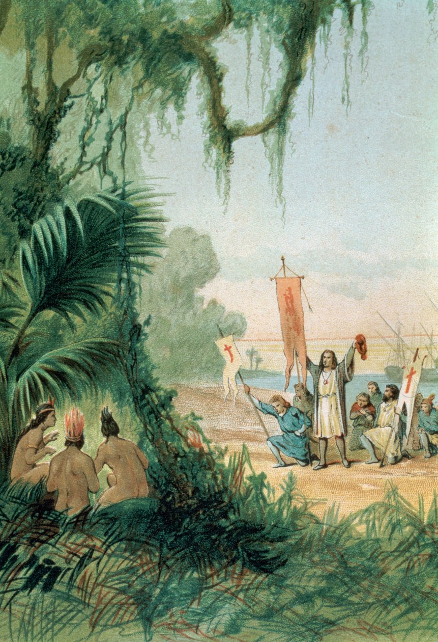 The Landing of Christopher Columbus (1451-1506) på øen San Salvador den 12. oktober 1492, fra 