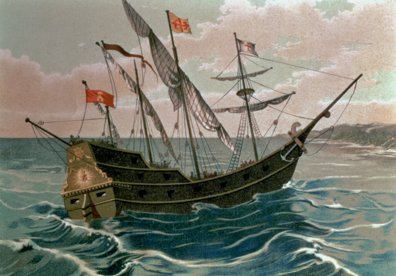 Santa Maria nærmer sig den nye verdens kyst i 1492 fra 