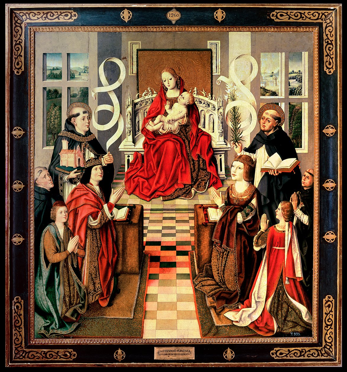 The Virgin of the Catholic Kings, ca. 1490 (olie på panel) (se 161527 og 3947 for detaljer) af Spanish School