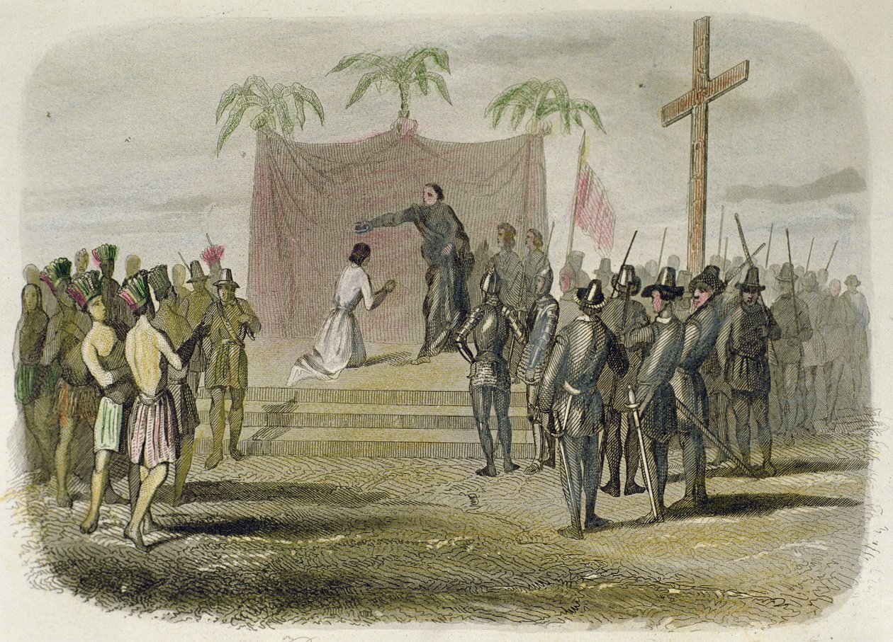 Dåben af kongen af øen Cebu og fem hundrede andre indianere af medlemmer af Magellan-ekspeditionen den 14. april af Spanish School