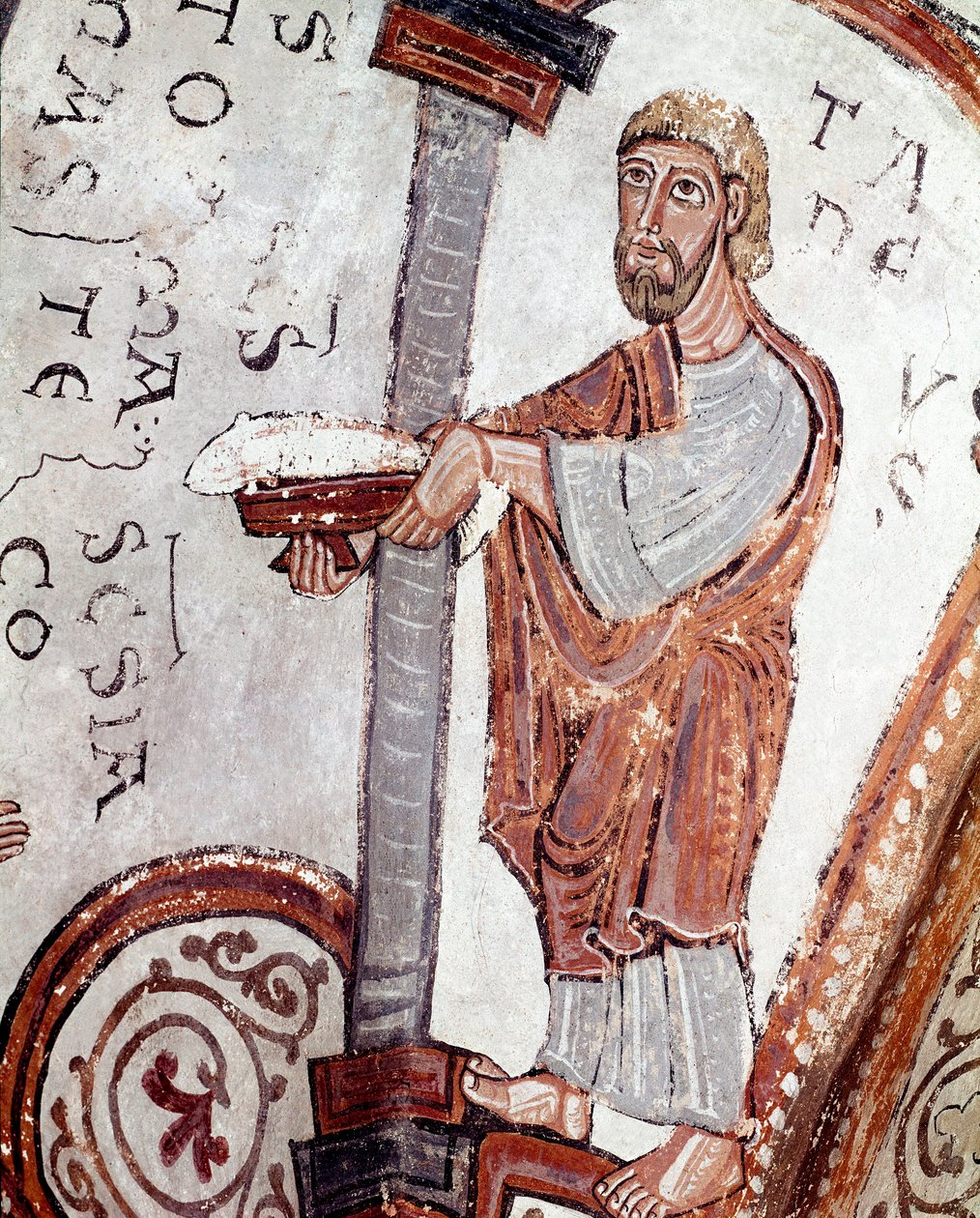 Månedernes cyklus: en tjener, der ofrer fisk. Detalje af en fresko fra det 12. århundrede fra Royal Pantheon of the Real Colegiata of San Isidoro (Royal Collegiale of Saint Isidore). Leon. Spanien af Spanish School