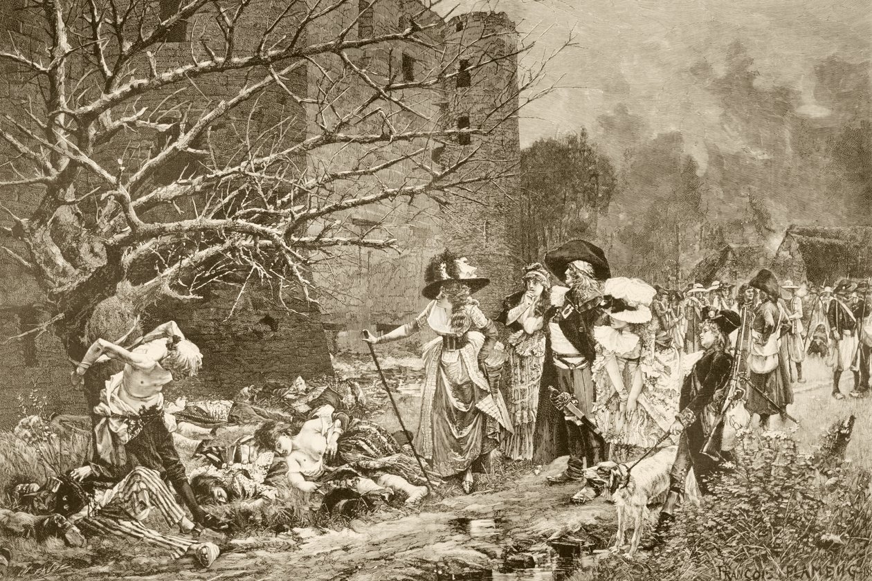 Massakren i Machecoul, Frankrig, under den franske revolution, efter et maleri af Francois Flameng, fra 