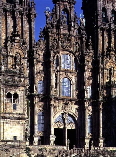 Udsigt over vestfronten (Fachada del Obradoiro) designet af Fernando Casas y Novoa af Spanish School