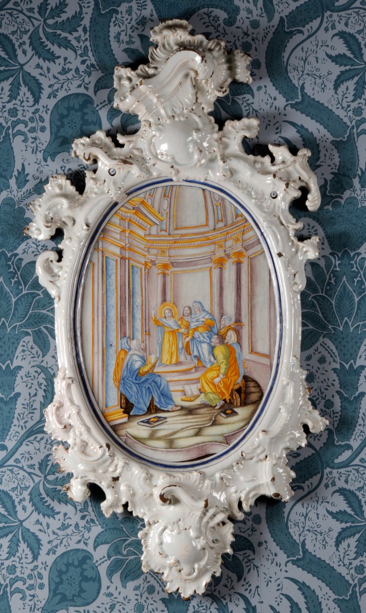 Vægplade, Alcora Ceramic Factory, ca. 1750 (tin-glaseret fajance) af Spanish School