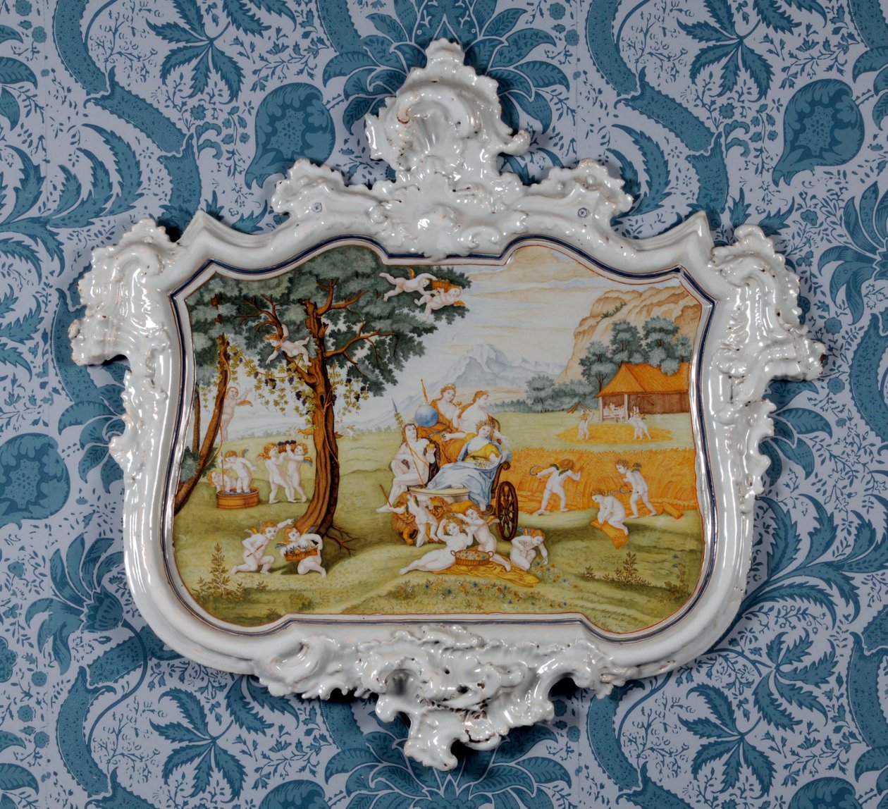 Vægplade, Alcora Ceramic Factory, ca. 1750 (tin-glaseret fajance) af Spanish School