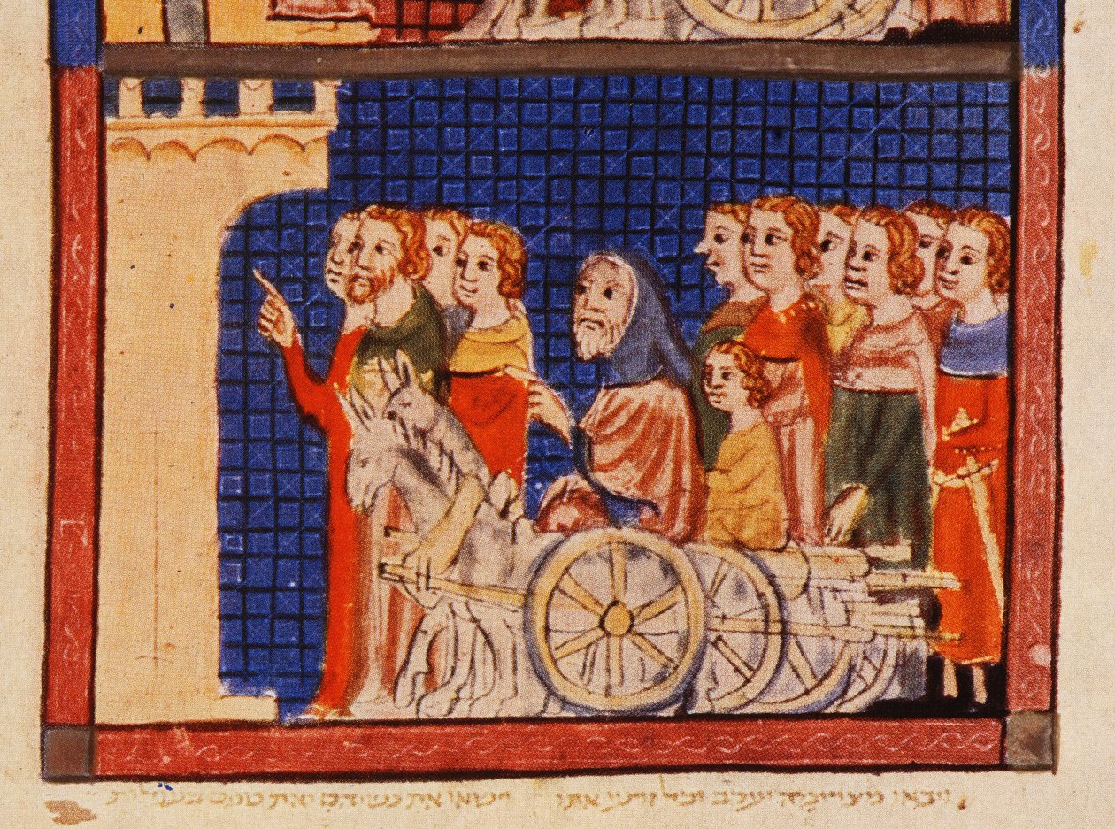 f.14r Uddrivelsen, Catalonien, fra Sarajevo Haggadah af Spanish School