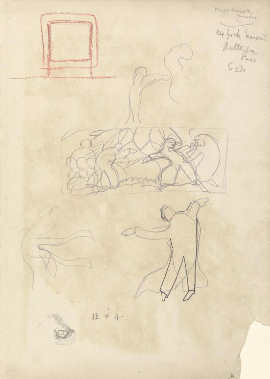Study of Dancers, for the Cave of the Golden Calf (grafit) (se 265068 for verso) af Spencer Frederick Gore