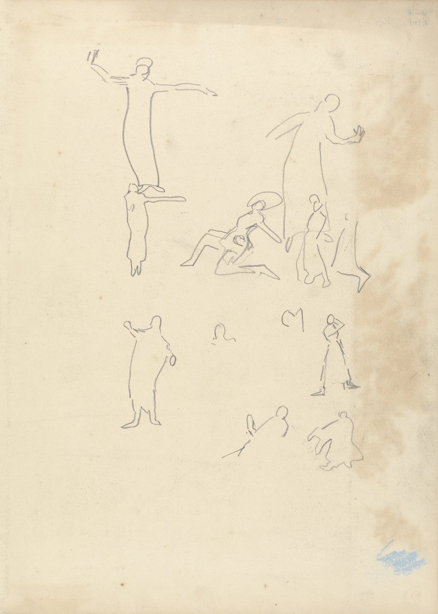 Study of Dancers, for the Cave of the Golden Calf (grafit) (se 265074 for verso) af Spencer Frederick Gore