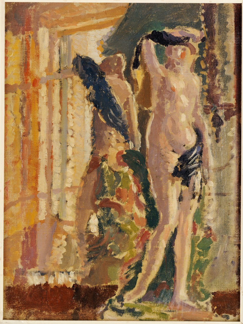 En porcelænsfigur ved et spejl, 1910 af Spencer Frederick Gore