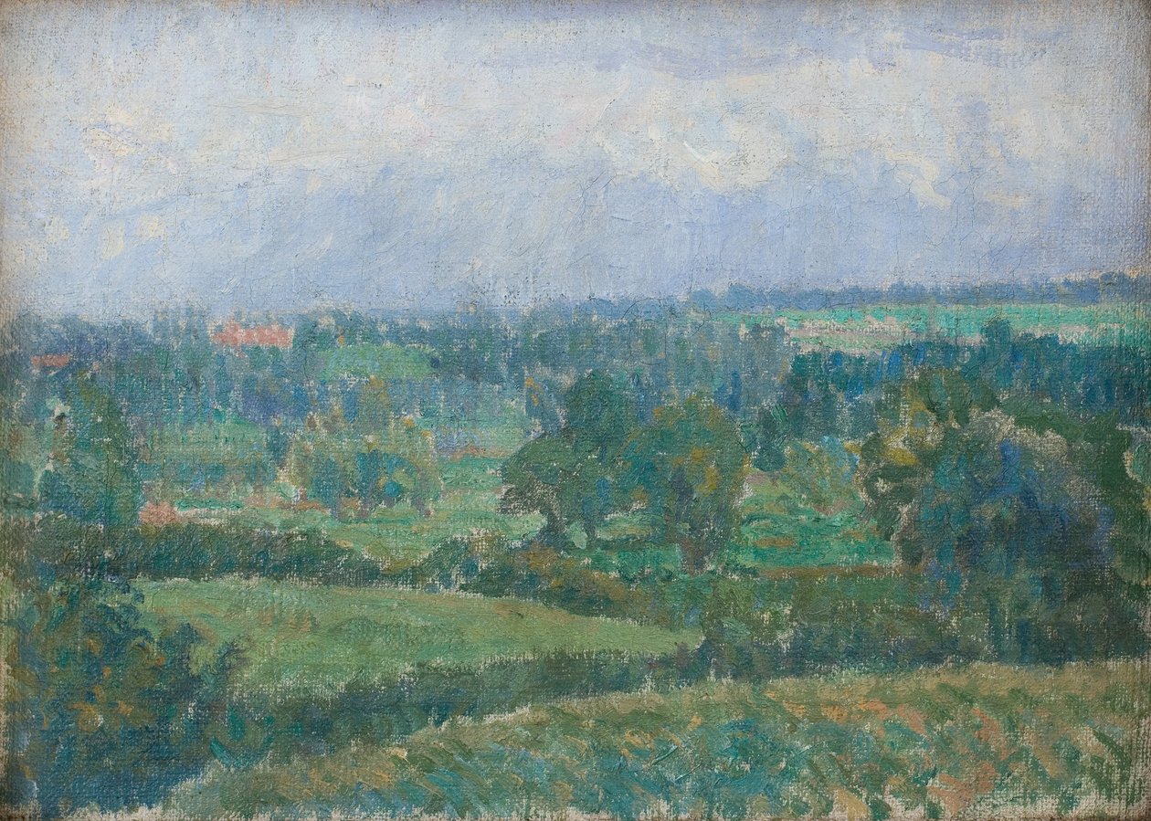 Landskab, ca. 1909-10 (olie på lærred) af Spencer Frederick Gore