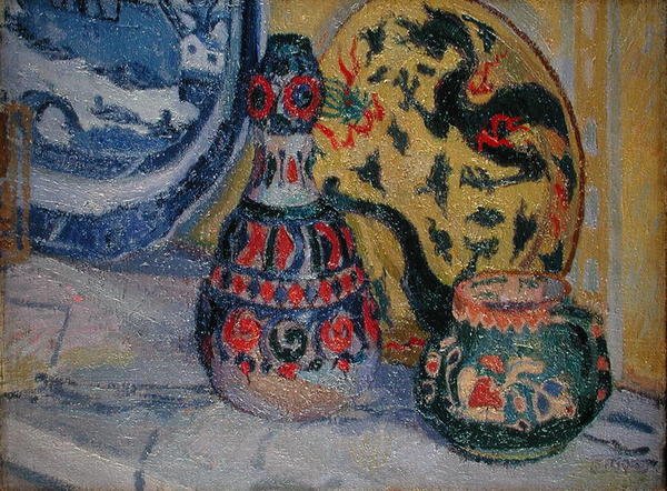 Stilleben med orientalske figurer af Spencer Frederick Gore