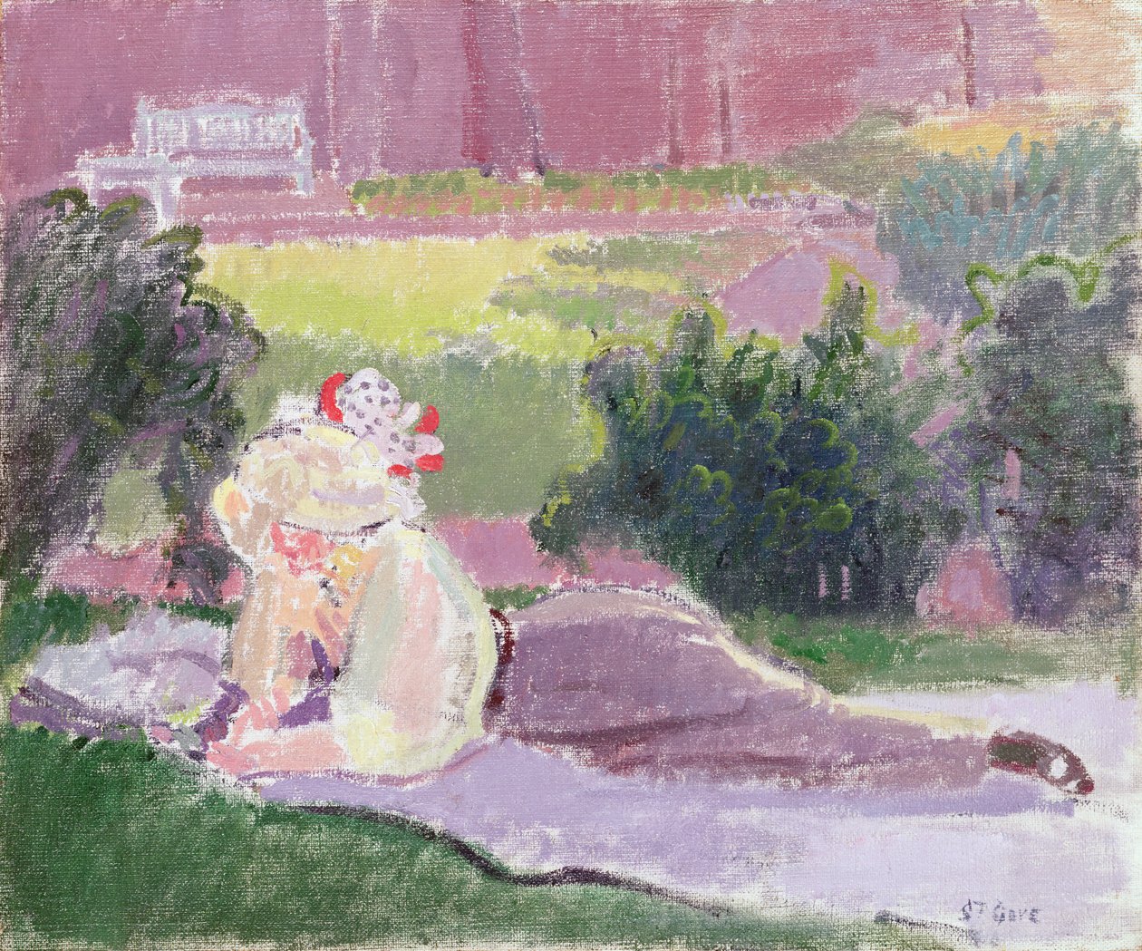 Kunstnerens kone i Garden of Rowlandson House af Spencer Frederick Gore