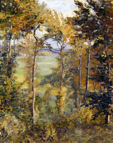 Skovklædt landskab ved Tibermont, Neuville Les Dieppes af Spencer Frederick Gore