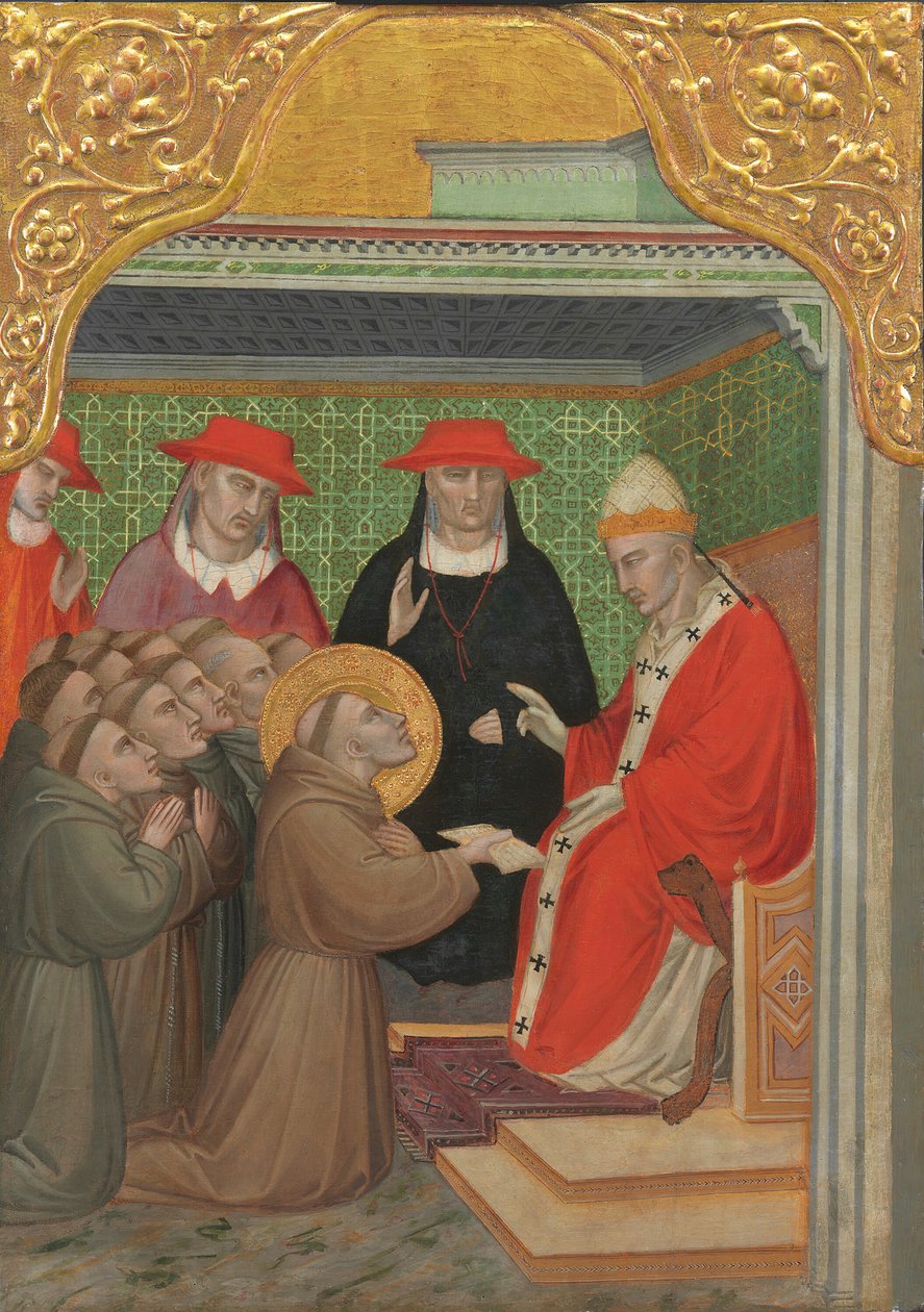 Sankt Frans foran paven Godkendelsen af den franciskanske regel, 13901400. af Spinello Aretino