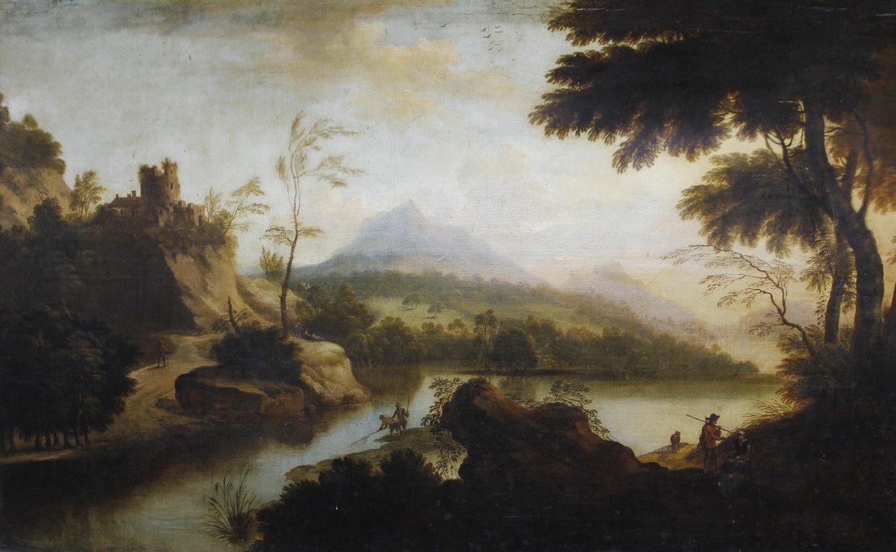 En capriccio med Ørnereden i horisonten af Sr. Circle of George Barret