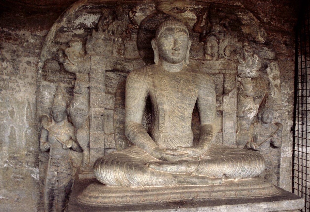 Siddende Buddha, Vijjadhara Cave, Gal Vihara (granit) af Sri Lankan