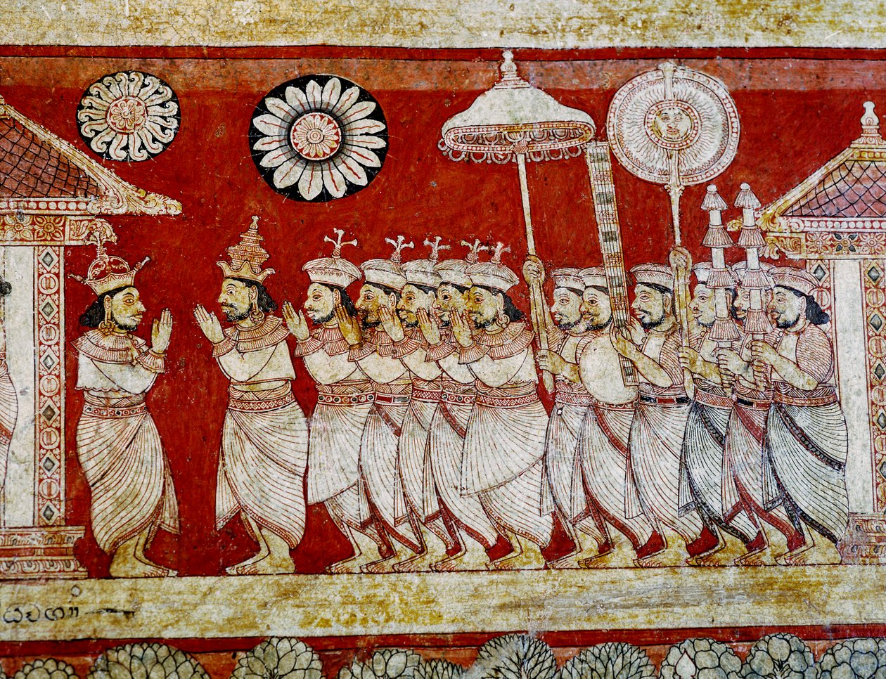 Detalje af vægmaleri i Degaldoruwa Viharaya-templet af Sri Lankan School