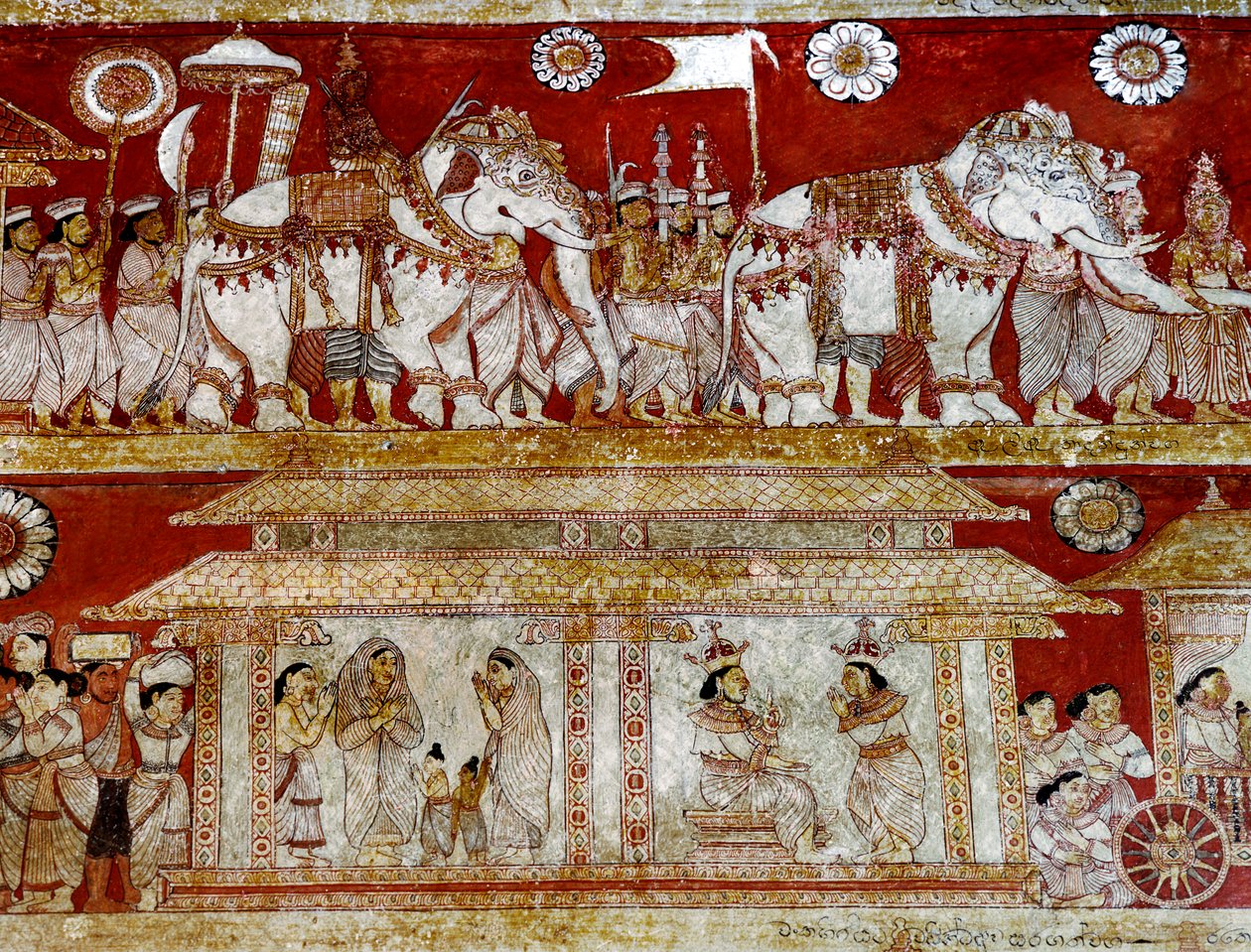 Detalje af vægmaleri i Degaldoruwa Viharaya-templet (vægmaleri) af Sri Lankan