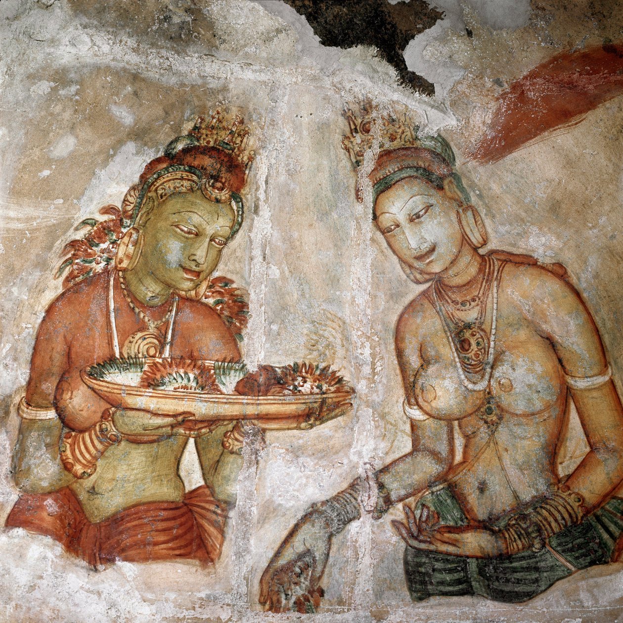 Udsigt over stuepigen (fresko af løveklippen, 5. århundrede) af Sri Lankan School