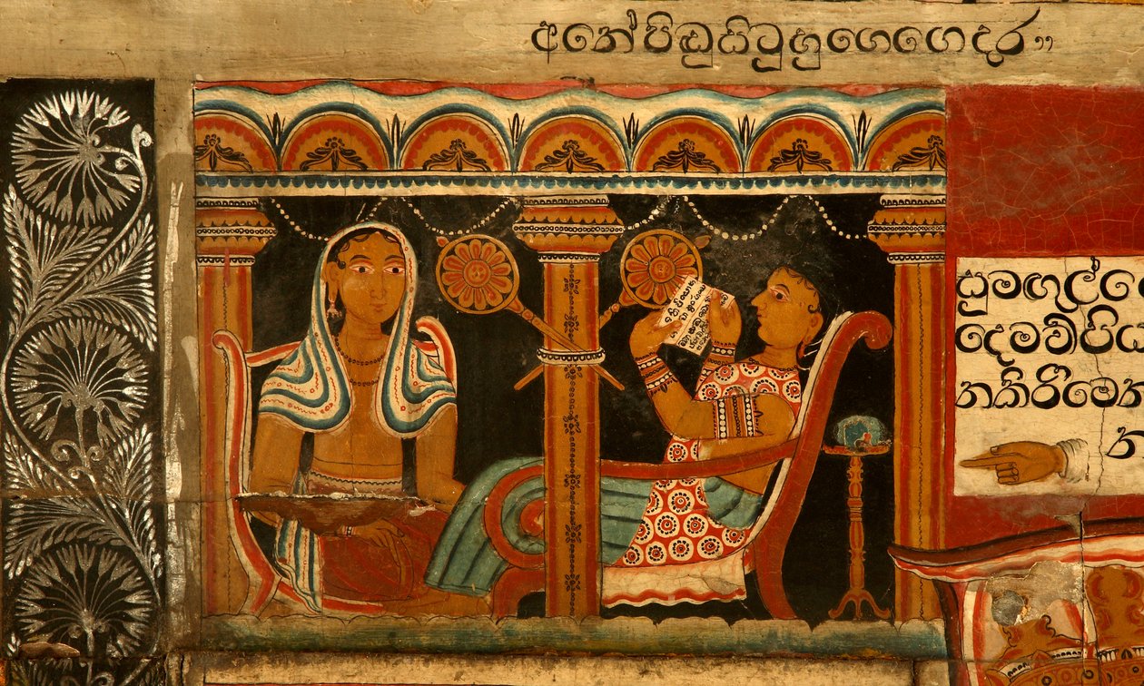 Vægmaleri i billedhuset til Subodharama-templet, Dehiwala (vægmaleri) af Sri Lankan School