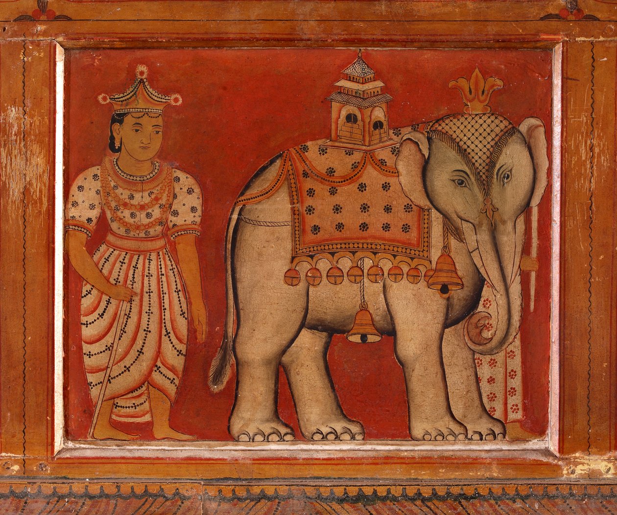 Vægmaleri af en elefant i Subdharama-templet, Dehiwala (vægmaleri) af Sri Lankan School