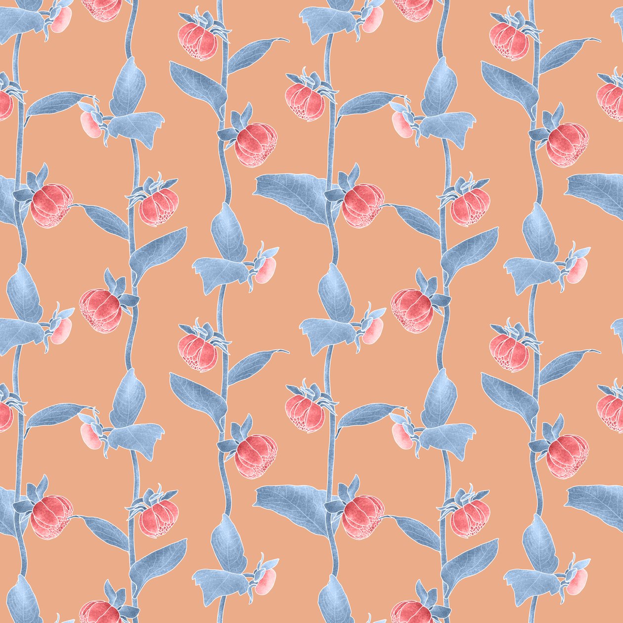 Dahlias koordinatmønster colorway 2, 2020 (grafitblyant  digital) af Stacy Hsu