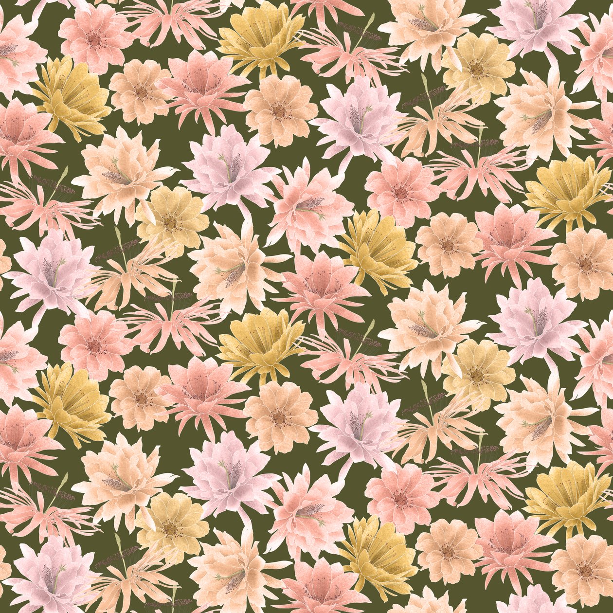 Mojave Desert Blooms-mønster, 2021 (grafitblyant og digital) af Stacy Hsu