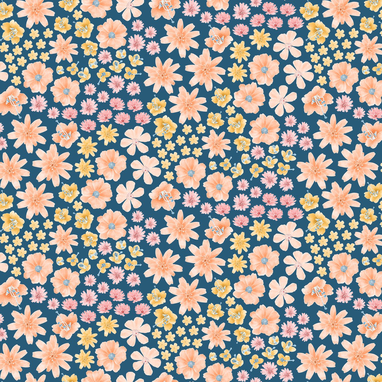 Mønster af vilde blomster i Mojave-ørkenen, 2021 (grafitblyant  digital) af Stacy Hsu