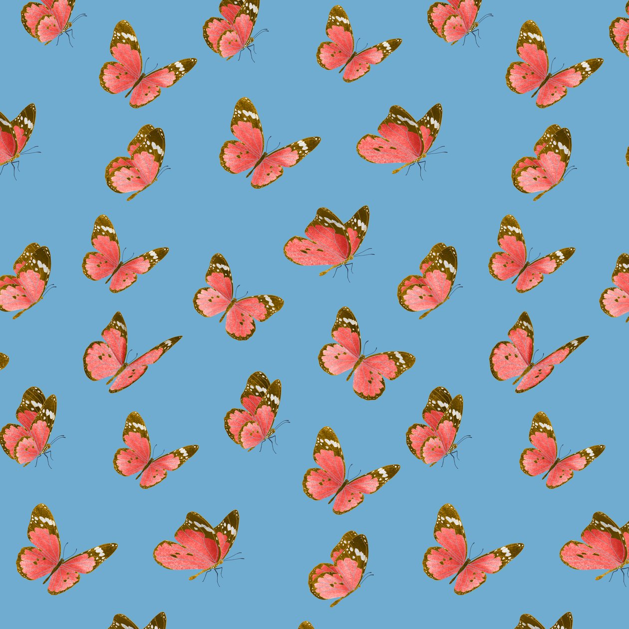 Sommerfuglemønster med malet dame, 2021 (grafitblyant  digital) af Stacy Hsu