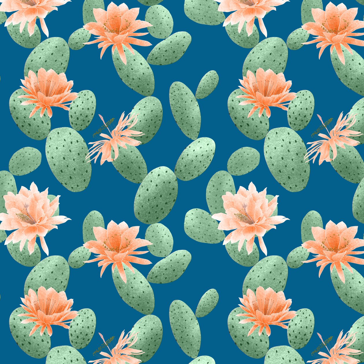 Figenkaktusmønster, 2021 (grafitblyant  digital) af Stacy Hsu
