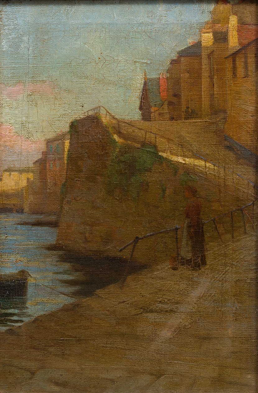 Figur på Newlyn Slip (uden titel) (olie på lærred) af Stanhope Alexander (school of) Forbes