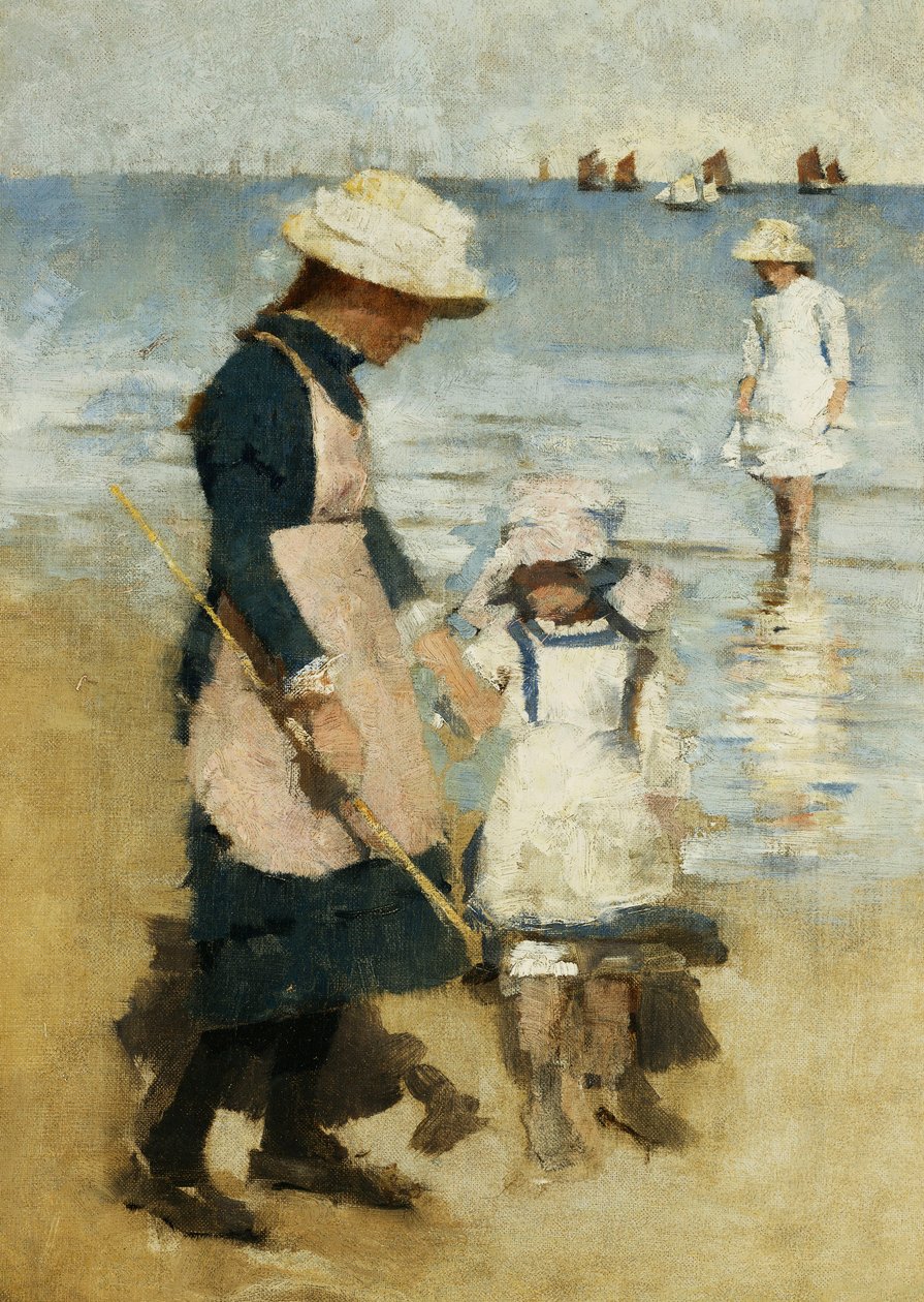 Børn på stranden, ca. 1891 (olie på lærred) af Stanhope Alexander Forbes
