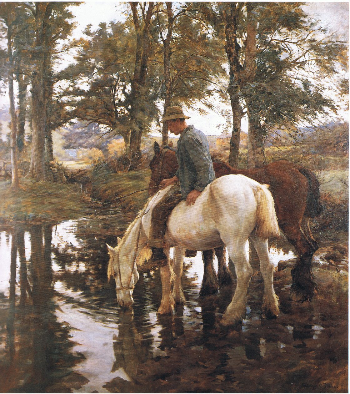 Drikkestedet (farve litho) af Stanhope Alexander Forbes
