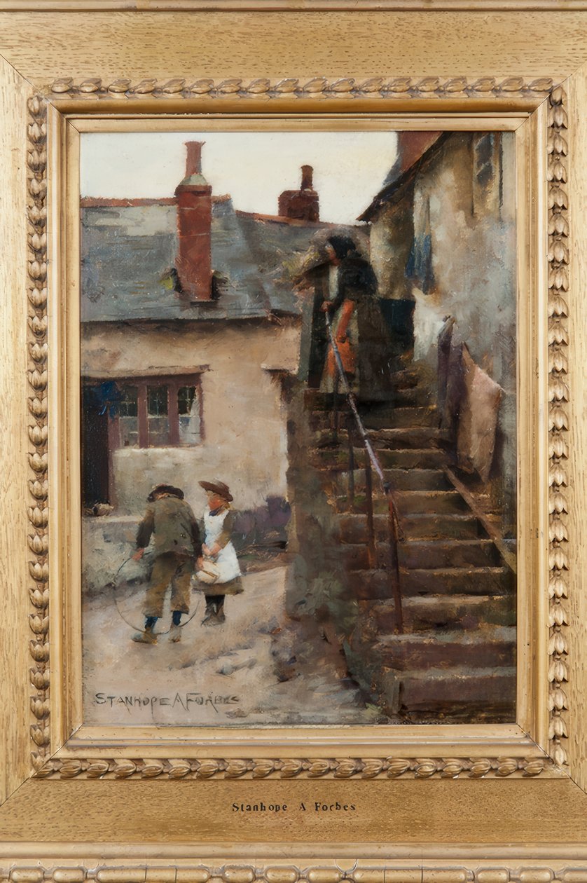 BØRN I EN NEWLYN STREET af Stanhope Forbes
