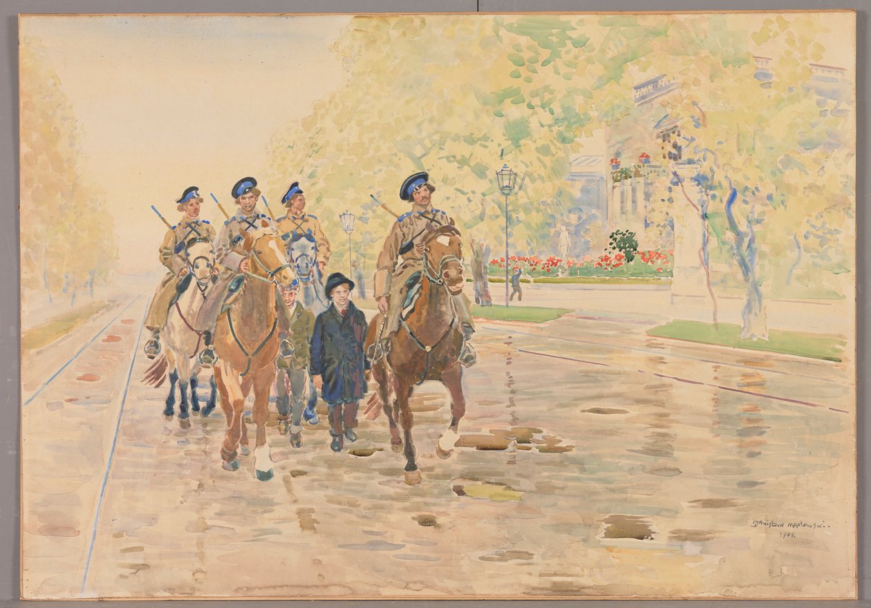 Hestepatrulje i Aleje Ujazdowskie i 1905, Stanisław Masłowski af Stanisław Masłowski