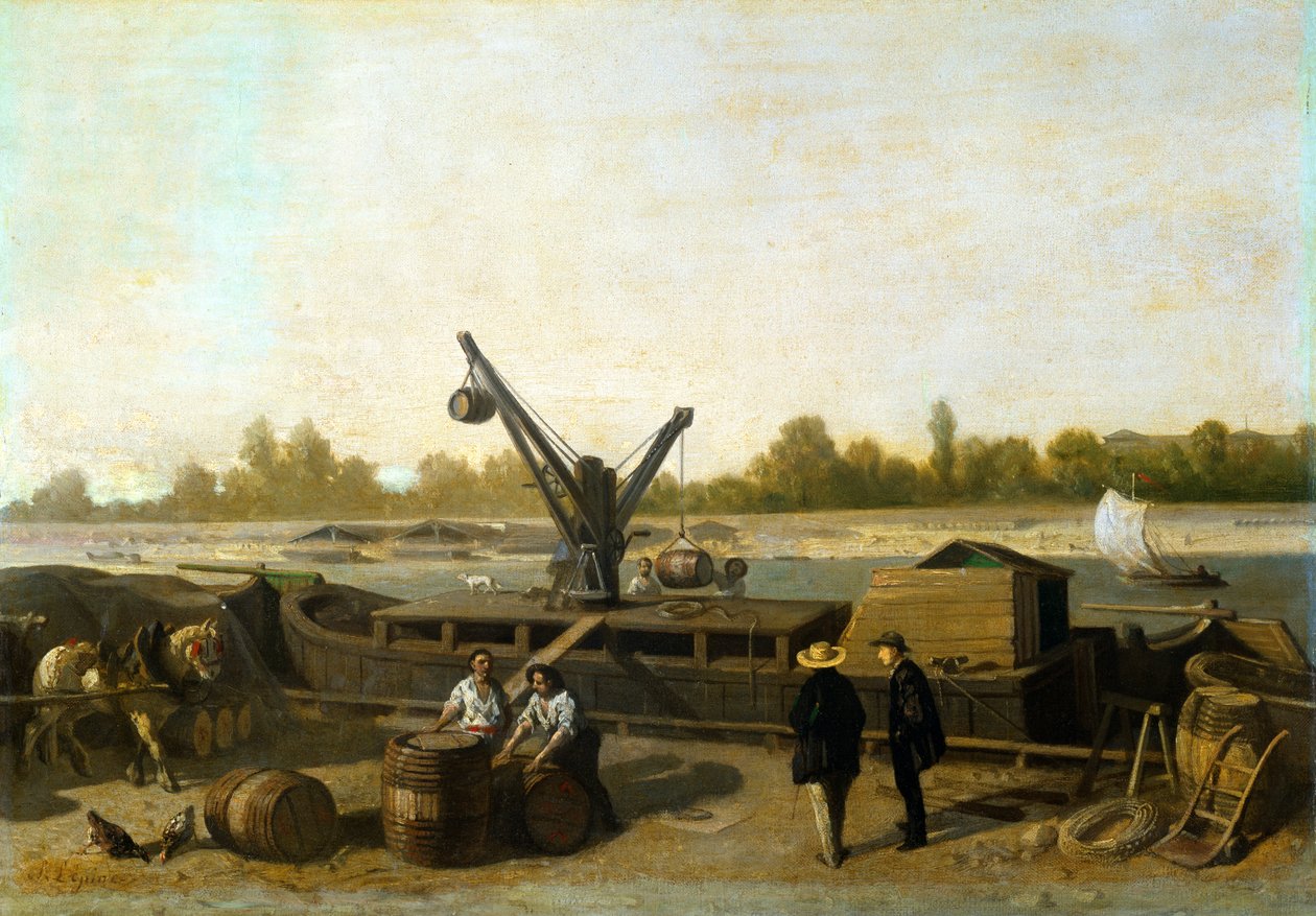 Pram ved kajen af Stanislas Victor Edouard Lepine