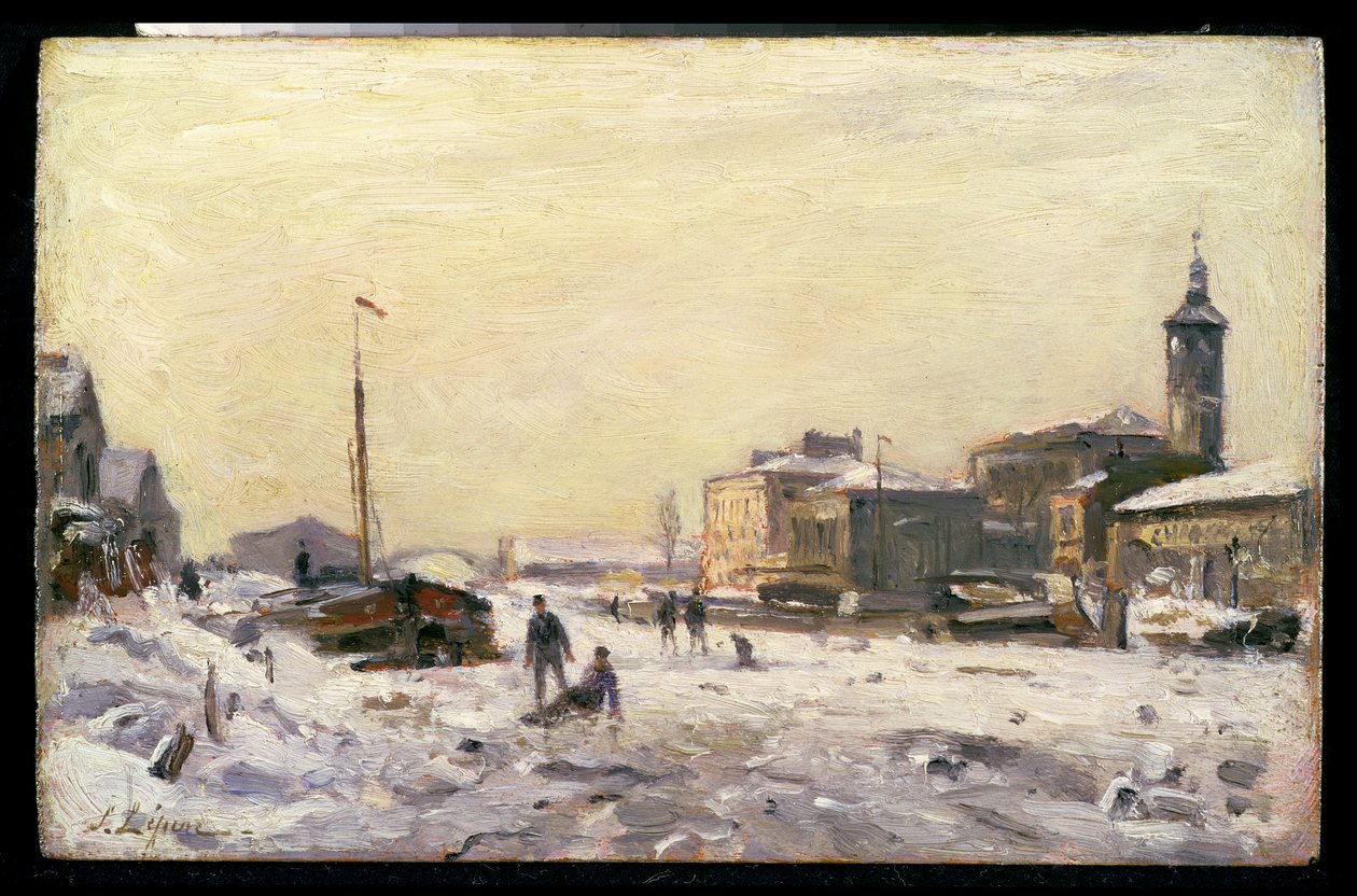 Frossen kanal ved La Villette af Stanislas Victor Edouard Lepine