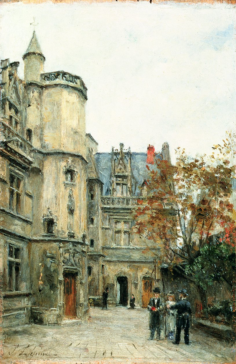 The Courtyard of the Museum of Cluny, ca. 1878-80 (panel) af Stanislas Victor Edouard Lepine