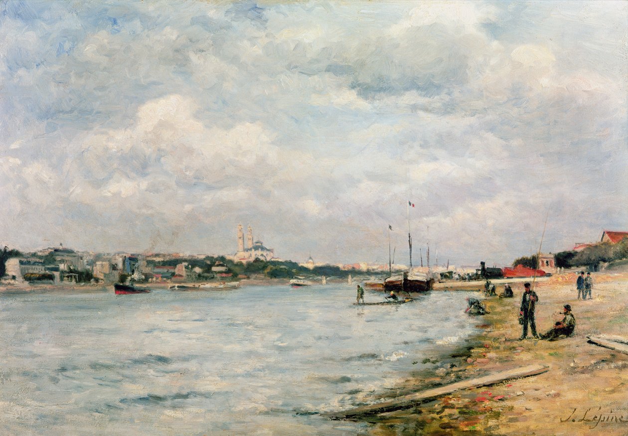 Seinen ved Passy - Trocadero og Port de Grenelle (olie) af Stanislas Victor Edouard Lepine