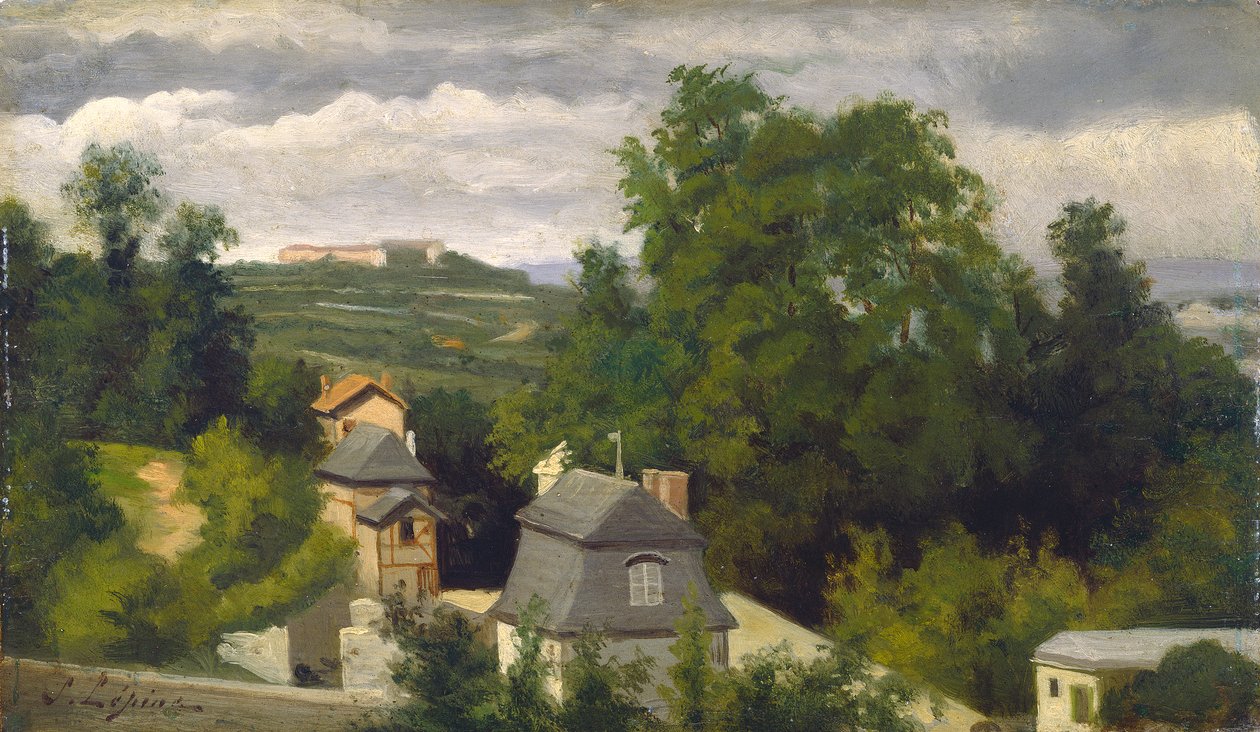 Udsigt over udkanten af Caen, 1872-75 (olie på træ) af Stanislas Victor Edouard Lepine