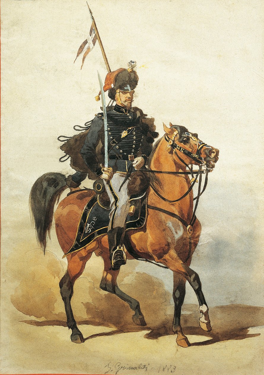 Officer of Hussars of Piacenza, tegning af Stanislao Grimaldi del Poggetto af Stanislas Grimaldi del Poggetto