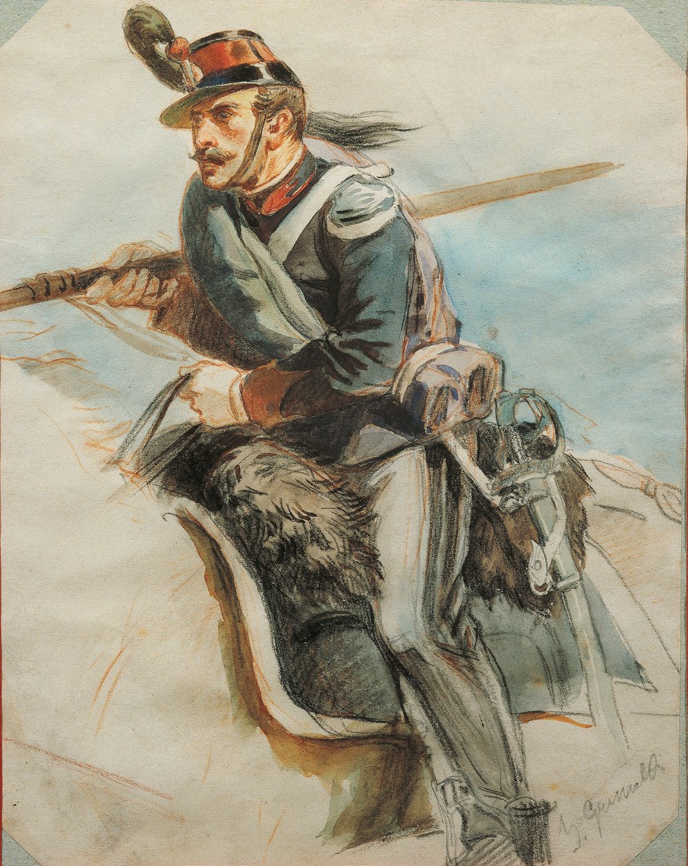 Studie af uniformer, Tegning af Stanislao Grimaldi del Poggetto af Stanislas Grimaldi del Poggetto