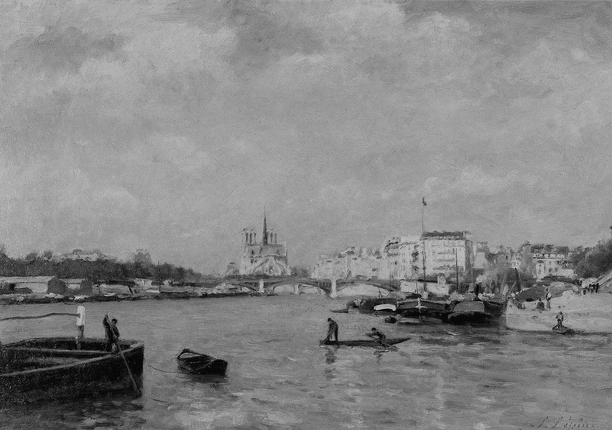 Udsigt over Seinen, Paris af Stanislas Lepine