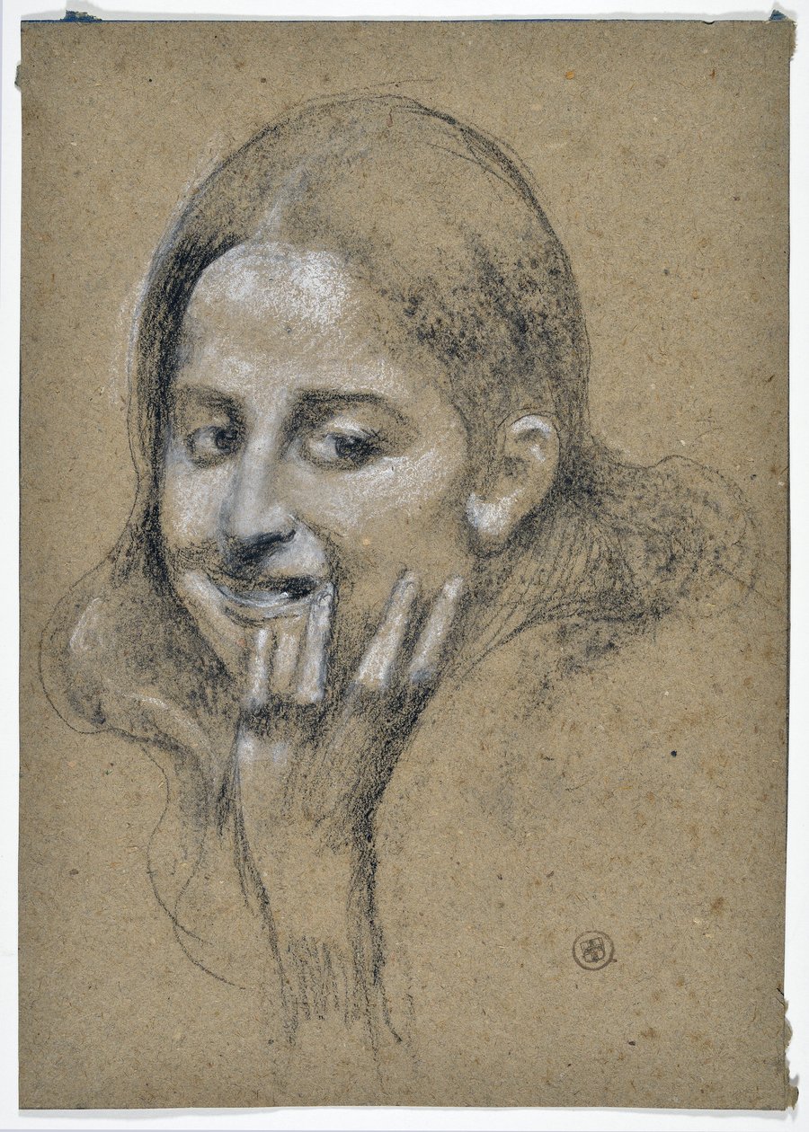 Studie af en smilende pige (tegning) af Stanislas Torrents y de Amat
