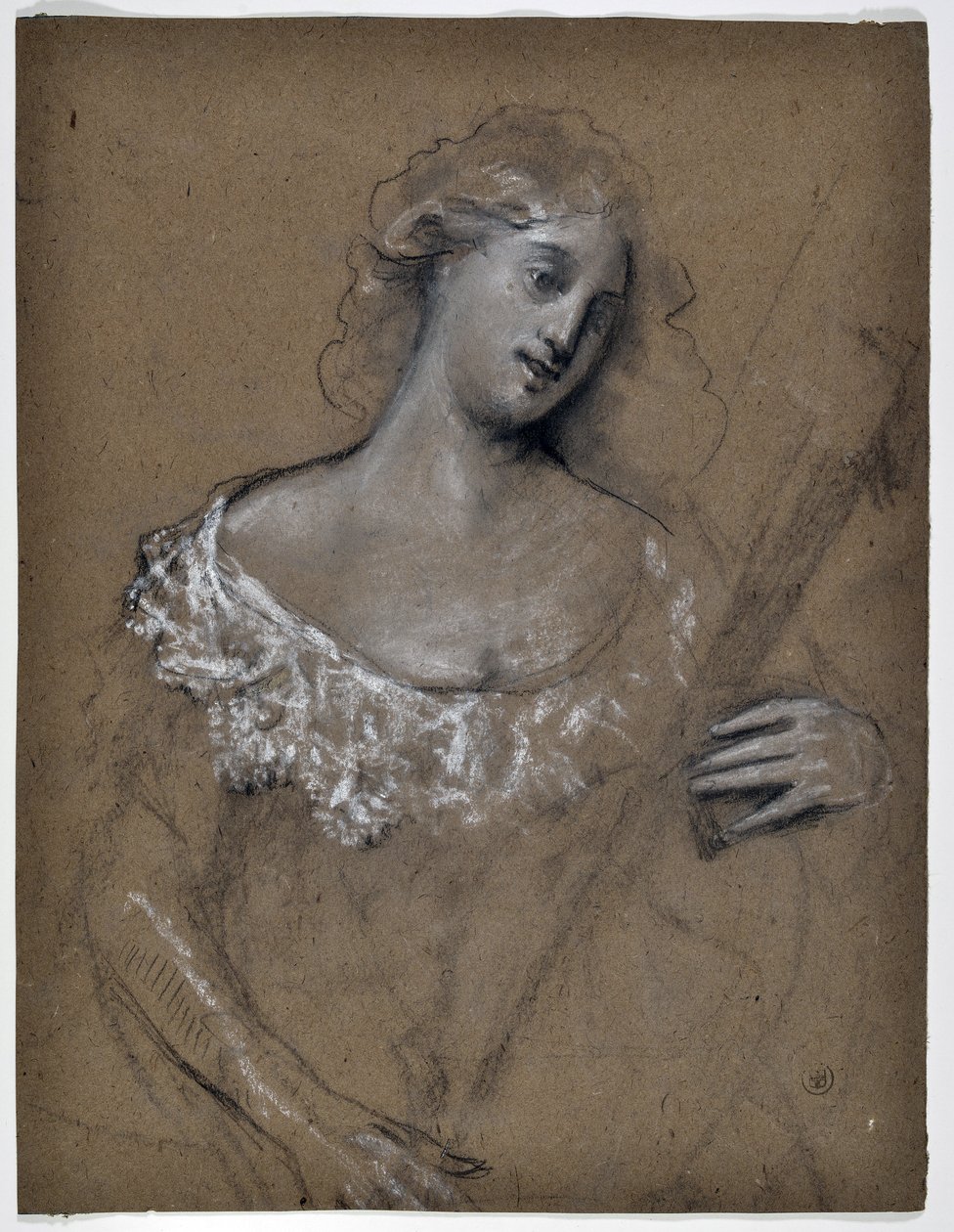 Studie af kvinde, der spiller lut (tegning) af Stanislas Torrents y de Amat