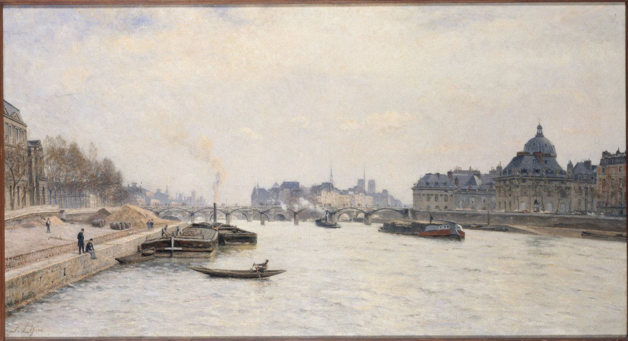 Pont des Arts, udsigt fra Pont Royal, ca. 1884 (olie) af Stanislas Victor Edouard Lepine